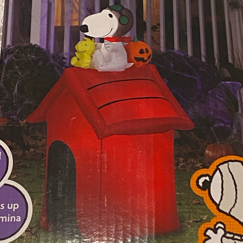 Peanuts Snoopy WWI Flying Ace Woodstock Halloween Airblown Inflatable Decor NWT - Picture 2 of 9